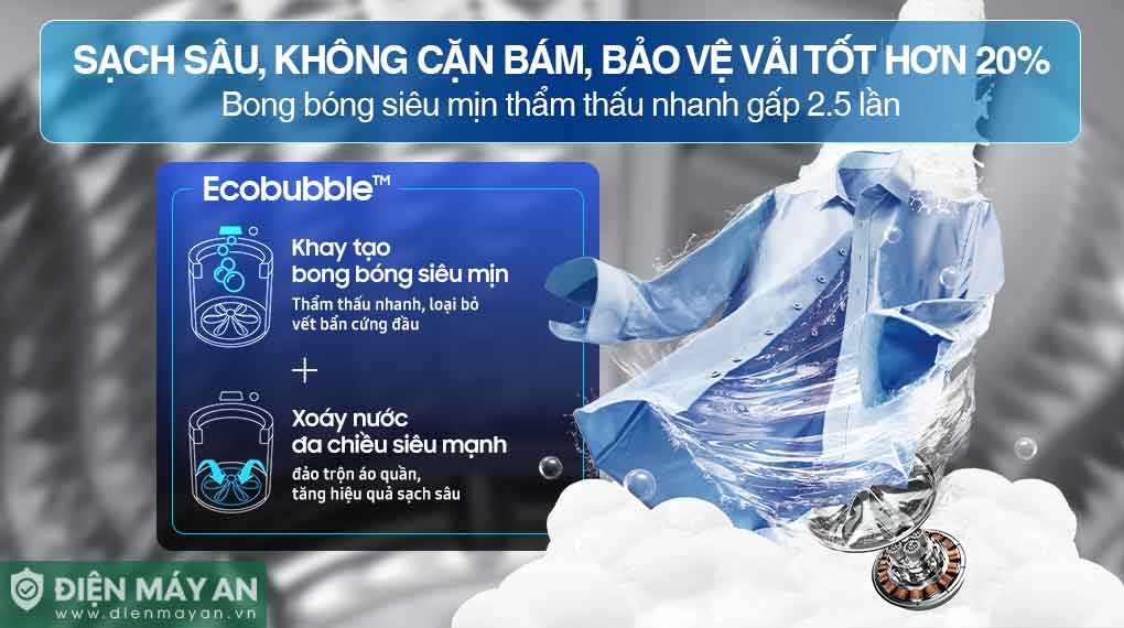 Máy giặt Samsung Ecobubble Inverter 12.5 kg WA40F12E4LSV